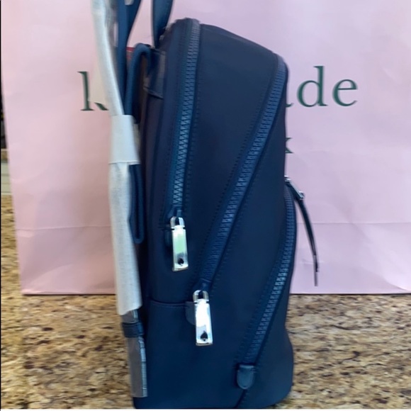 NWT Auth Kate Spade Medium Navy Nylon Backpack - Picture 5 of 9